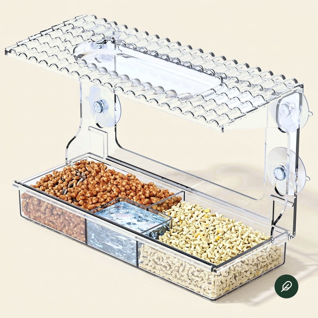 Window feeder with roof bath, Style 2
